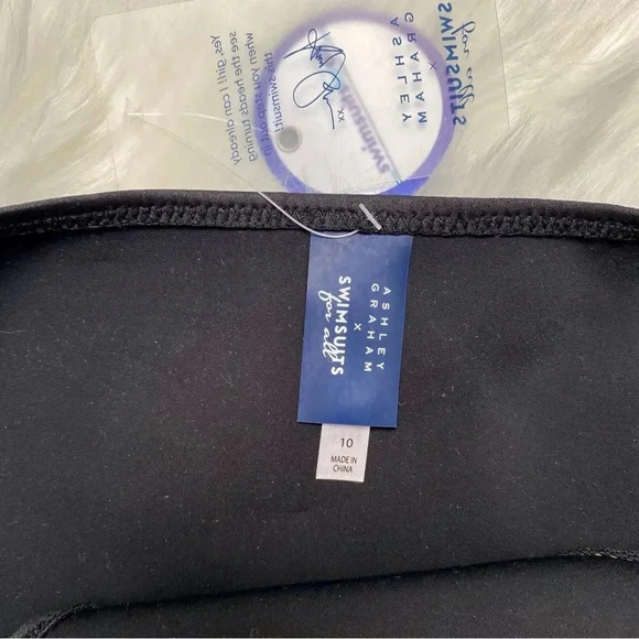 Ashley Graham x Swimsuits for All Black Scuba Bikini Bottom 10 NWT Gold Stitch - Picture 7 of 7